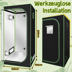 Cecaylie Growzelt 600D Oxford, Growbox Indoor mit reflektierender Folie, 5 Größen, Schwarz/Grün