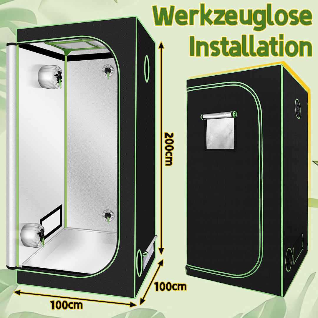 Cecaylie Growzelt 600D Oxford, Growbox Indoor mit reflektierender Folie, 5 Größen, Schwarz/Grün