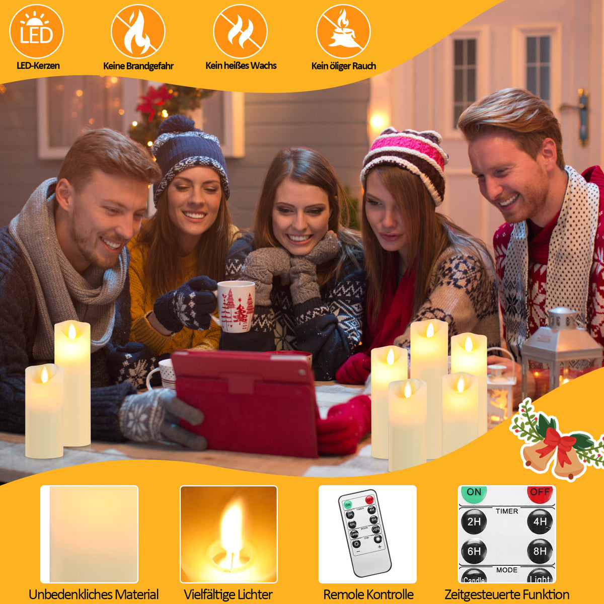 LED-Echtwachskerzen mit warmweißem Flackereffekt