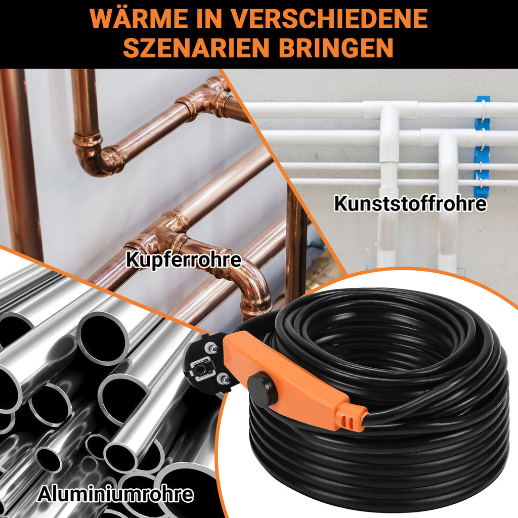 Heizkabel 230V 2–18 m mit Thermostat für Rohrbegleitheizung & Frostschutz