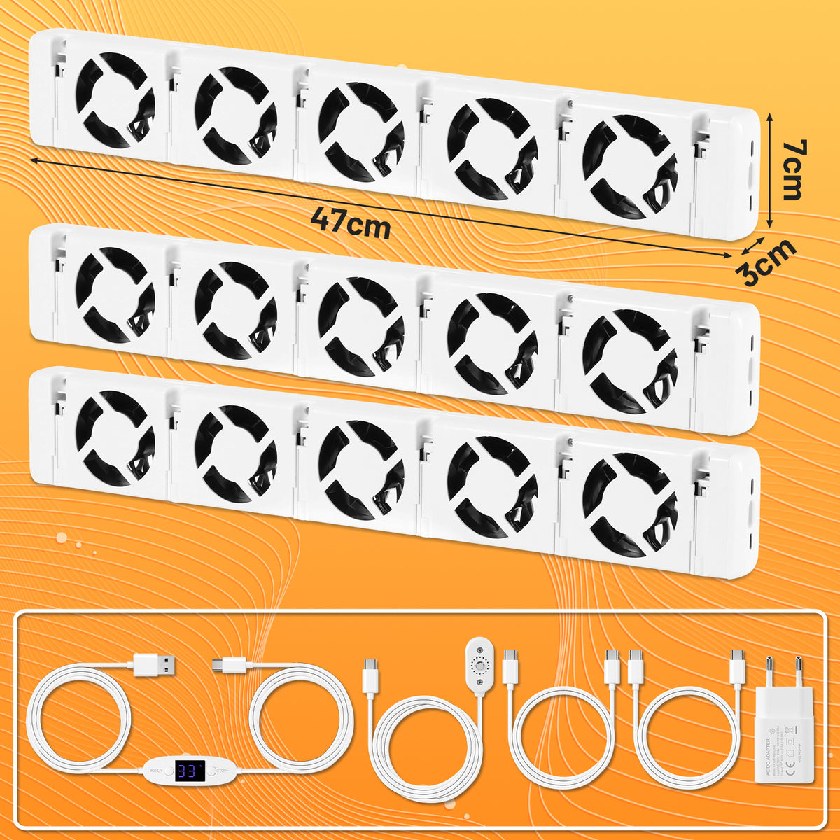 Heizkörperventilator mit Thermostat – 3/5 Lüfter, Mono-, Duo- oder Trio-Set
