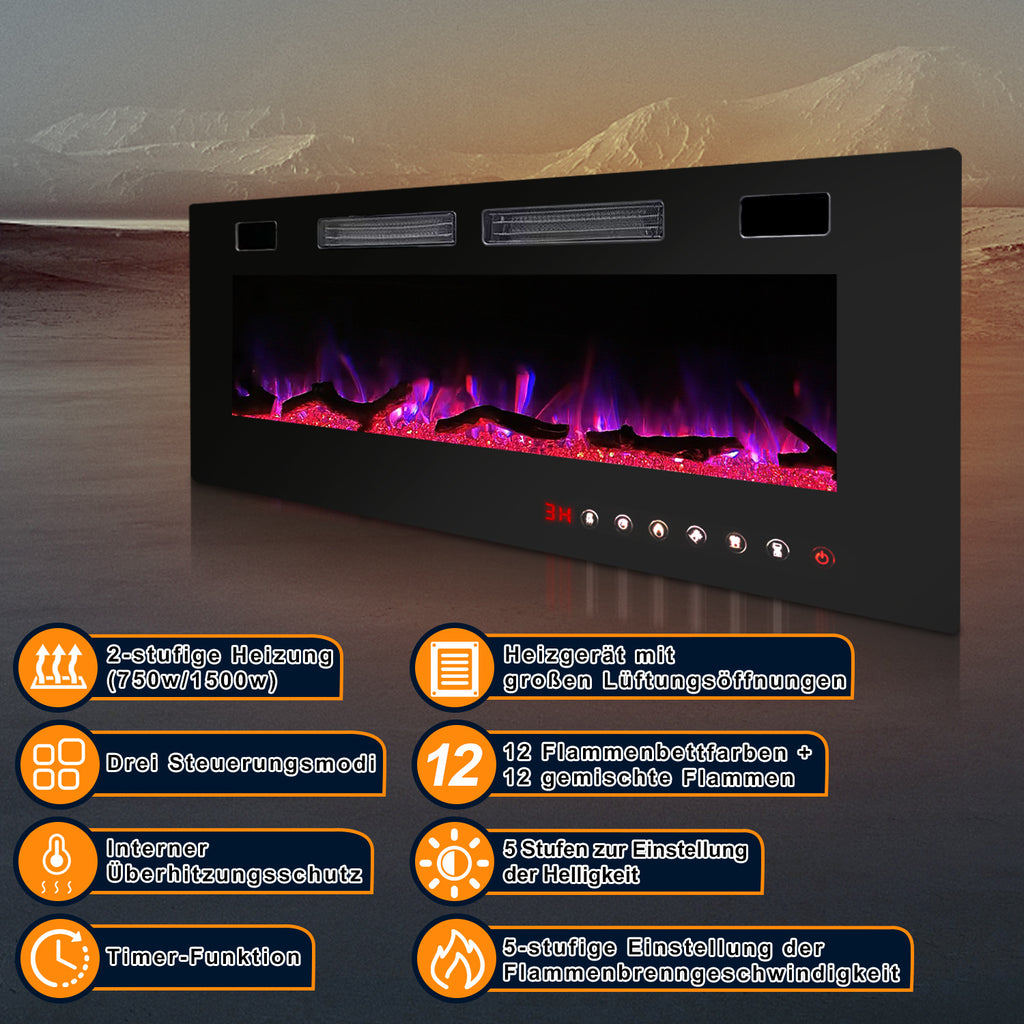 Elektrokamin als Wand- oder Standkamin mit LED-Flamme, App & Fernbedienung
