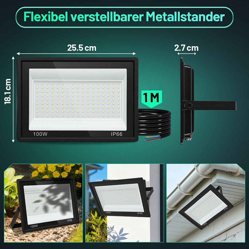 Cecaylie LED Fluter Außenstrahler 10–100W, IP66, 3000K/6000K, LED Flutlicht