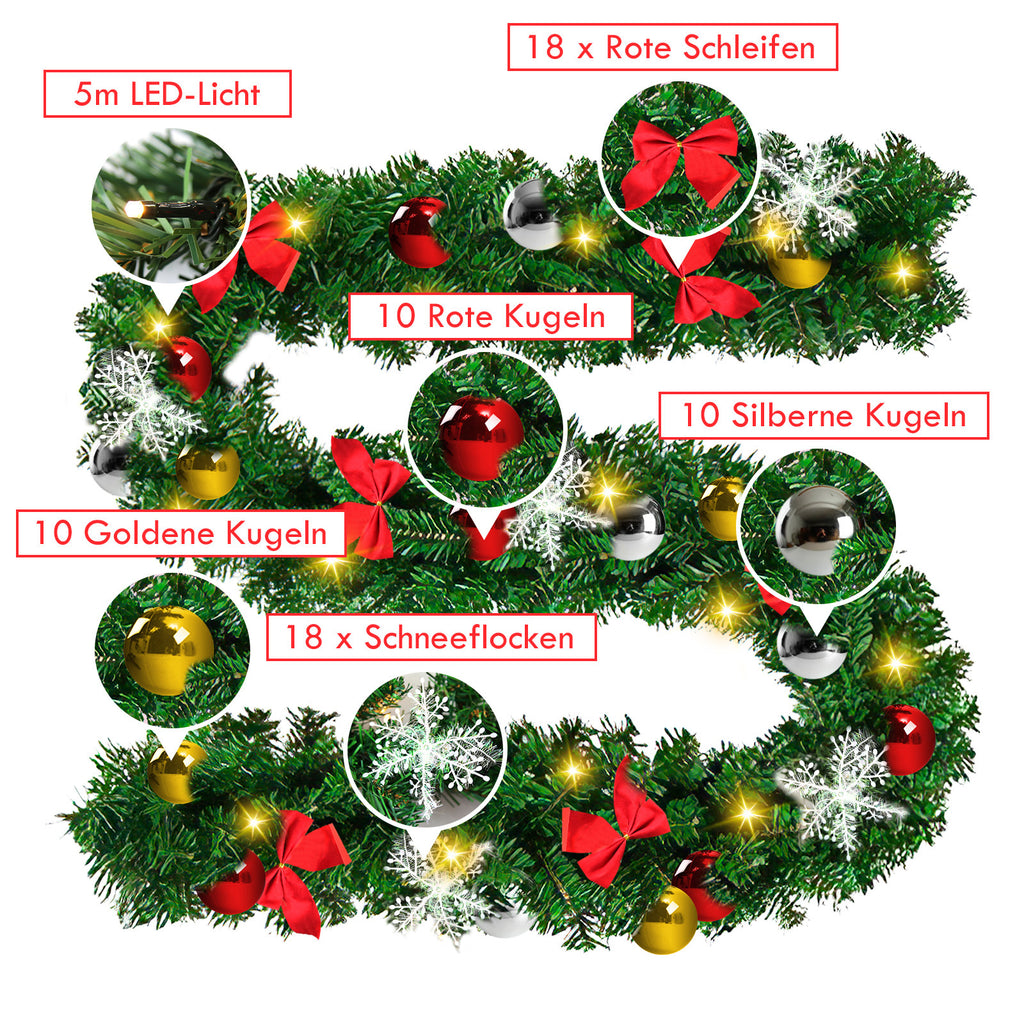 Cecaylie LED Weihnachtsgirlande 2,7 m / 5 m mit 50/100 LEDs