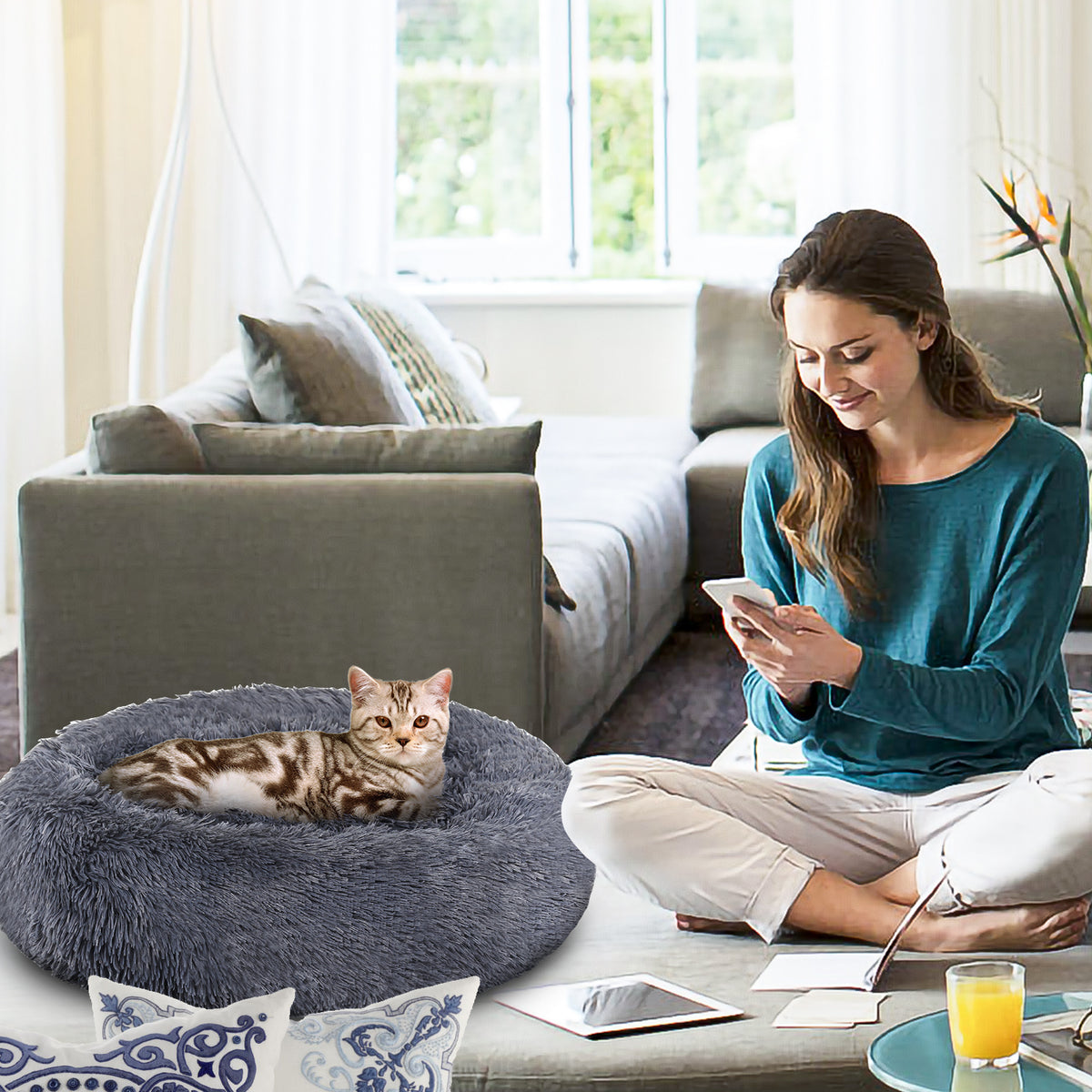 Gemütliches Hundebett Wohnzimmer