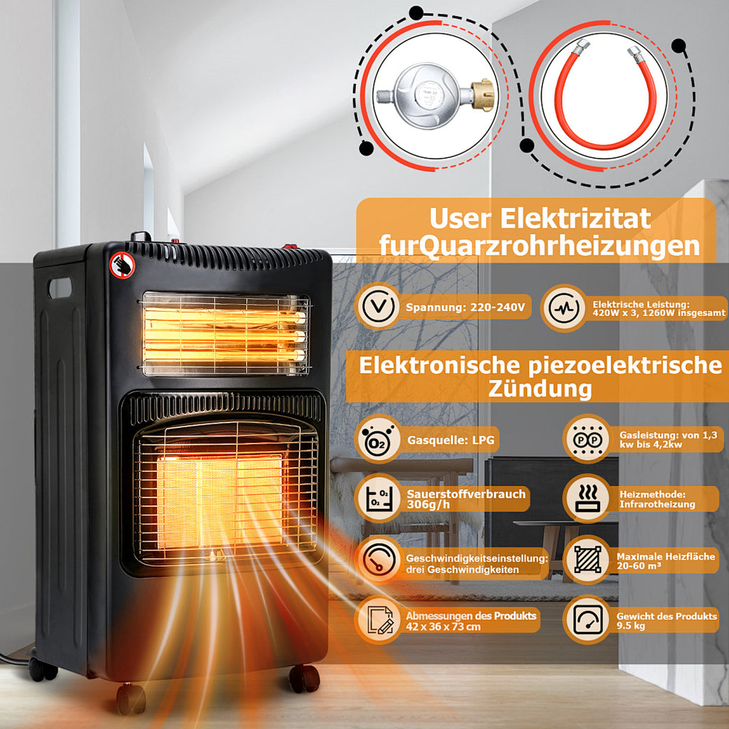 Gas Elektroheizung technische Daten 4200 W Gas 1260 W Elektro