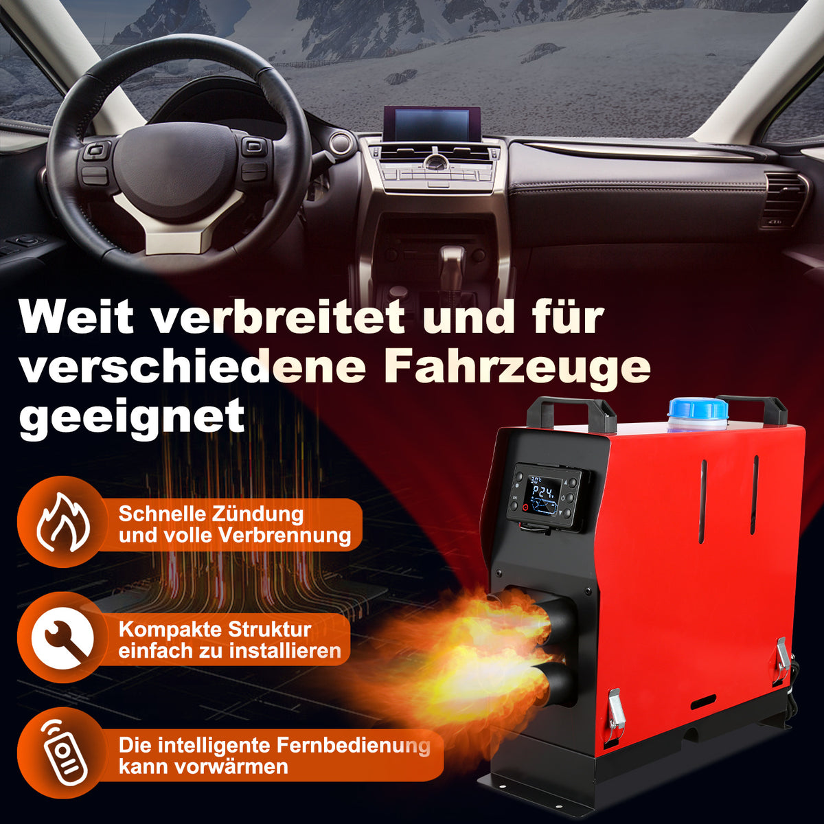 Diesel-Standheizung 8 kW 12–24 V mit LCD & Fernbedienung