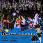 LED Eisregen Lichterkette mit 8 Lichtmodi und Speicherfunktion