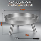 Cecaylie Feuerschale Ø75 cm mit Griffen oder Abdeckung Ø75,5 cm, Stahl, Schwarz