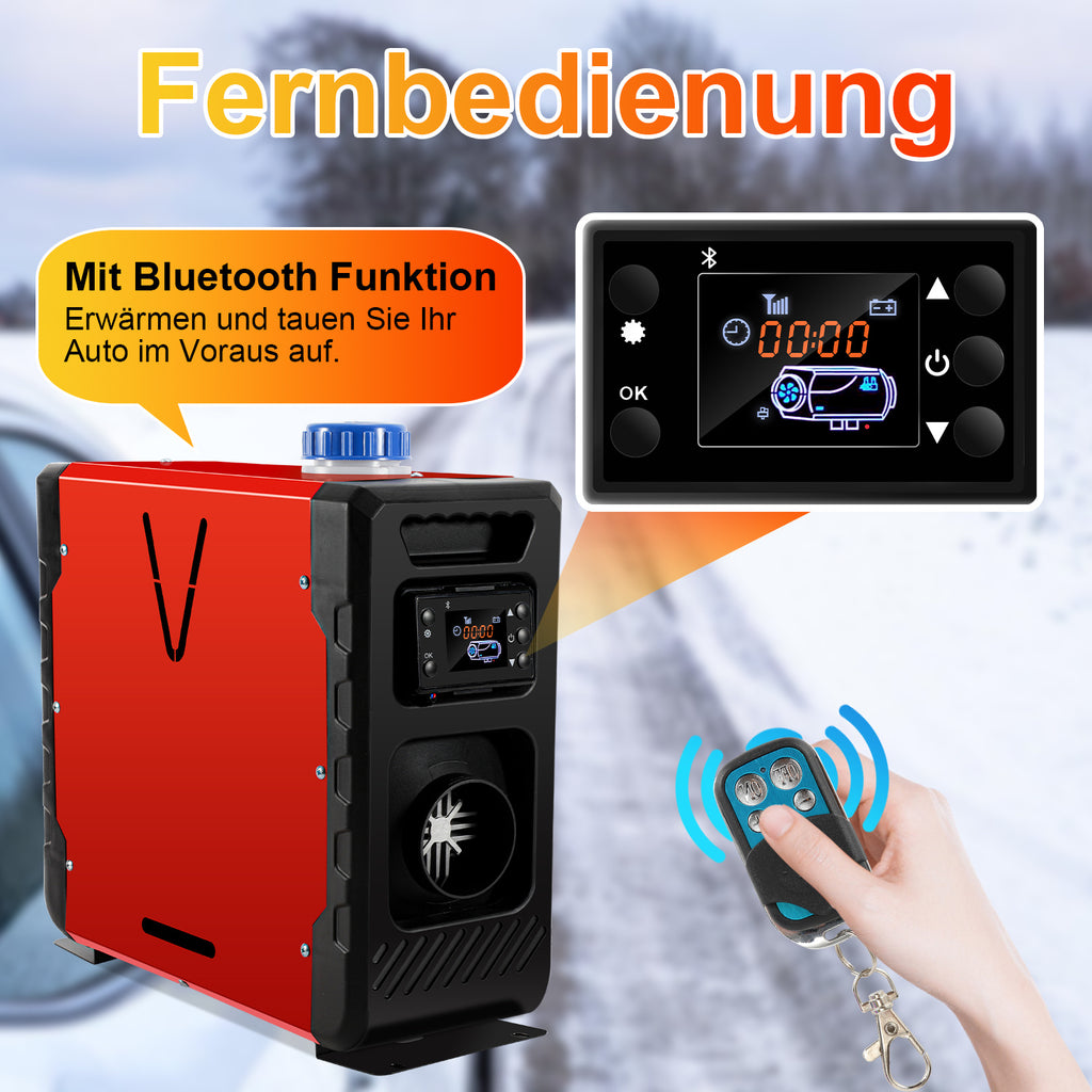 Diesel-Standheizung 8 kW 12–24 V mit Bluetooth, App, LCD & Fernbedienung