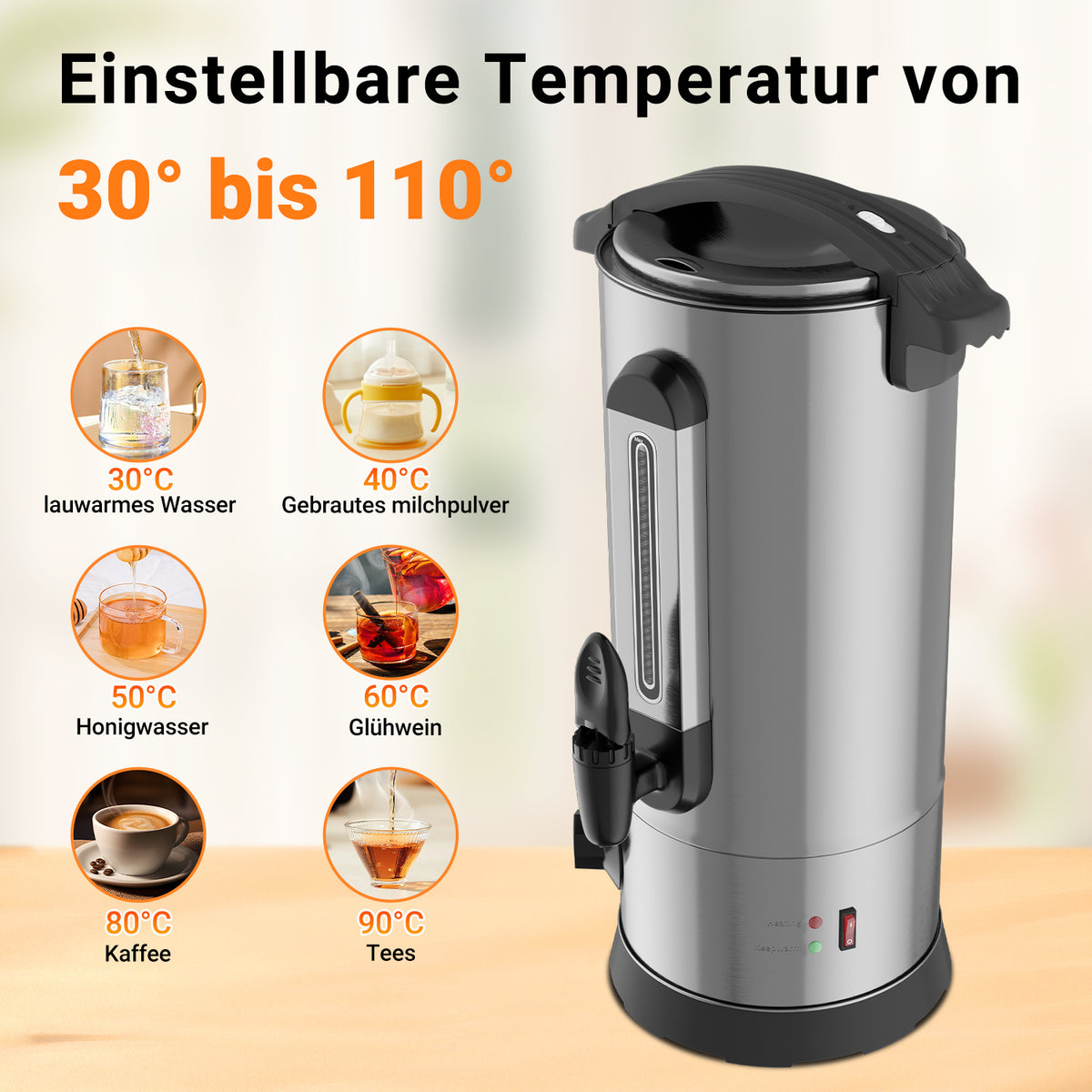 Cecaylie Heißgetränkespender für Glühwein Punsch Tee und Heißwasser