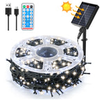 Solar LED Lichterkette 30–100 m mit 8 Modi & Fernbedienung