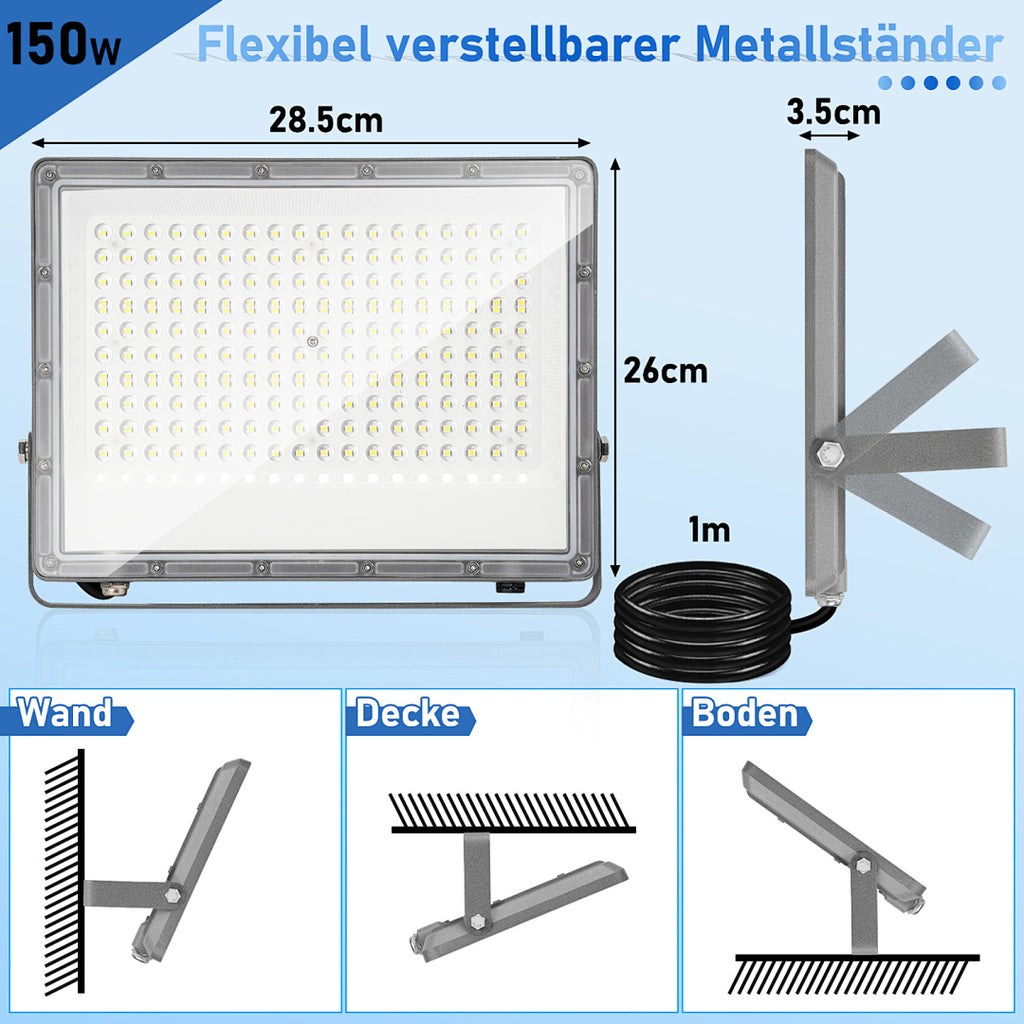Cecaylie LED Fluter Außen 50–200W, IP65, 6000K Kaltweiß, LED Strahler 1–10 Stück