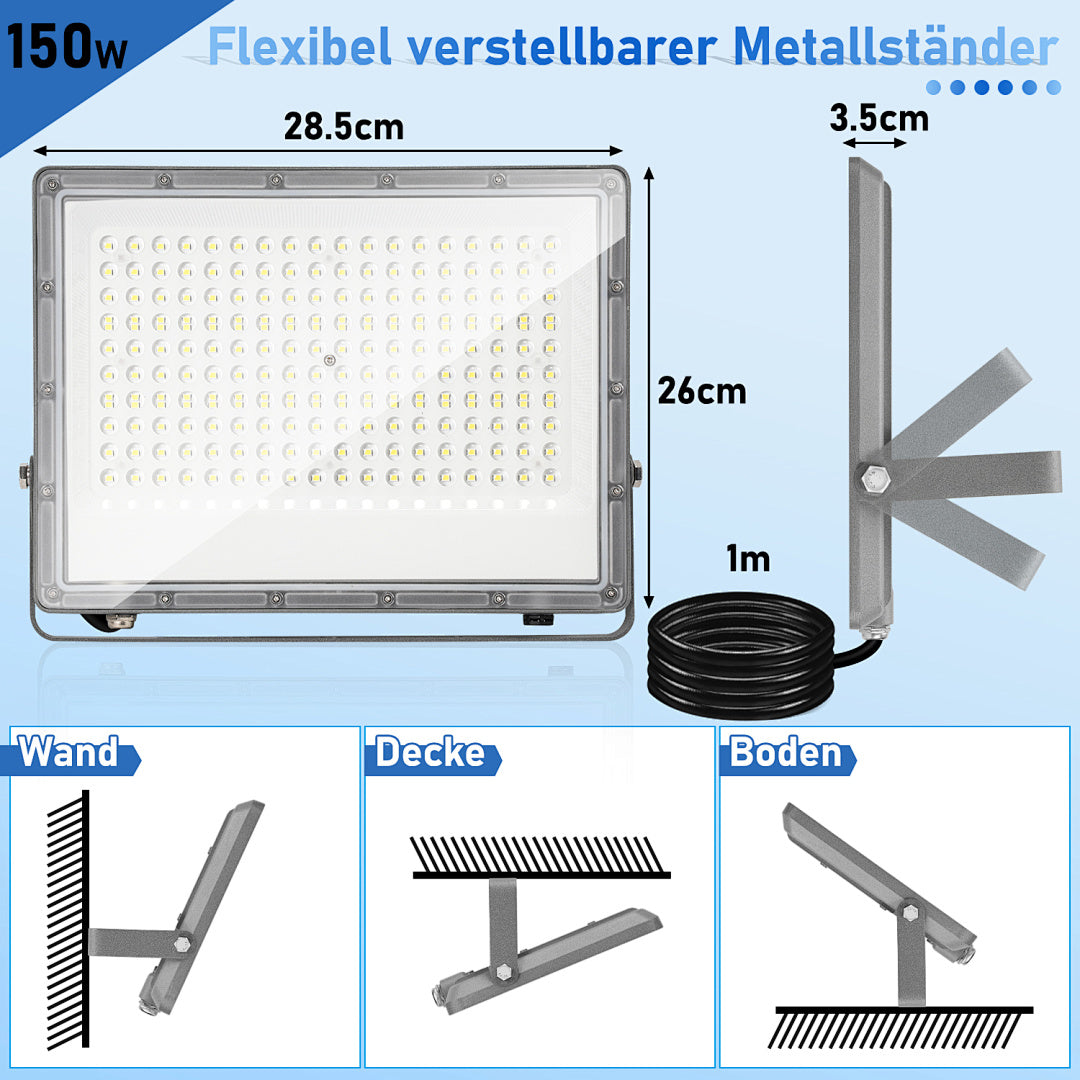 Cecaylie LED Fluter Außen 50–200W, IP65, 6000K Kaltweiß, LED Strahler 1–10 Stück