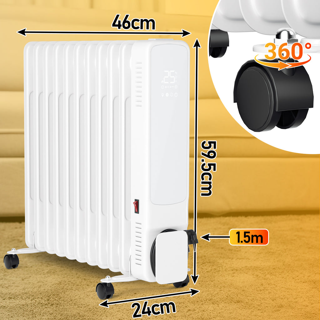 Cecaylie Ölradiator 2500W mit WLAN, 11 Rippen, Thermostat, App-Steuerung & Fernbedienung