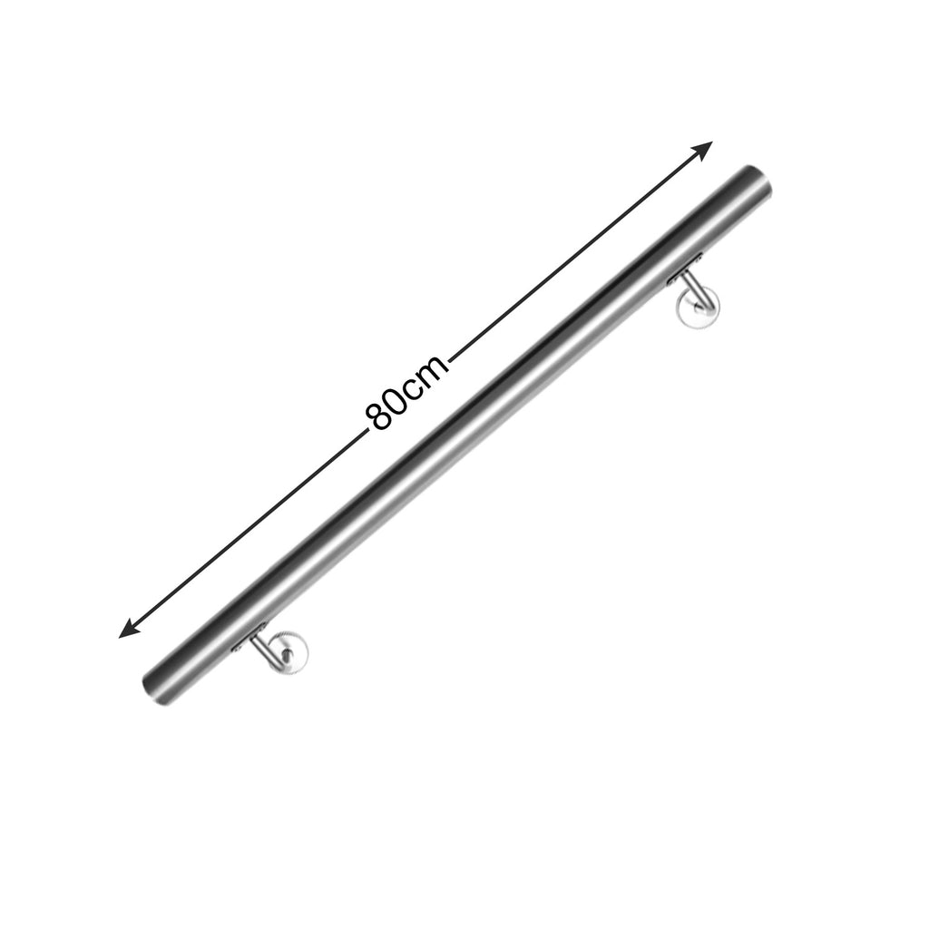 Cecaylie Handlauf Edelstahl Ø42 mm, Treppenhandlauf zur Wandmontage, 50–200 cm, Silber