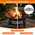 Cecaylie Feuerschale mit Grillrost und Funkenschutz Ø55 cm, Feuerstelle Garten Schwarz