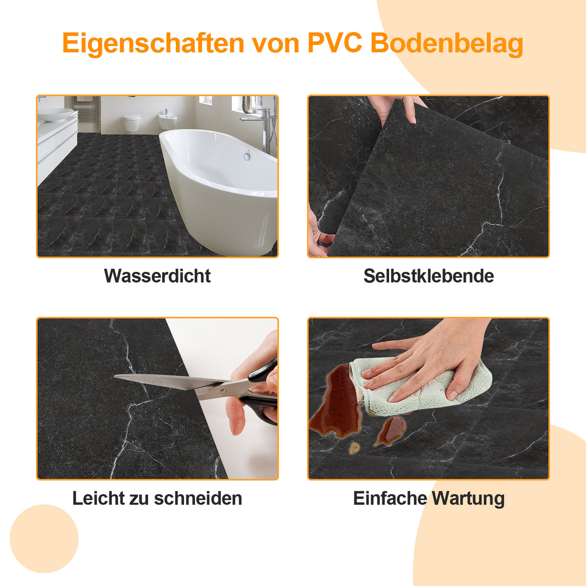 Cecaylie Selbstklebende PVC-Bodenfliesen 30×30 cm, 1–10 m²
