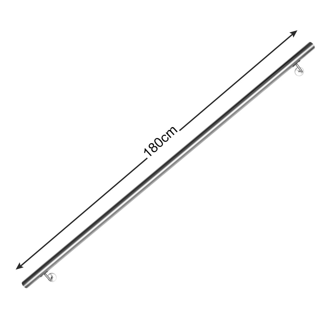 Cecaylie Handlauf Edelstahl Ø42 mm, Treppenhandlauf zur Wandmontage, 50–200 cm, Silber