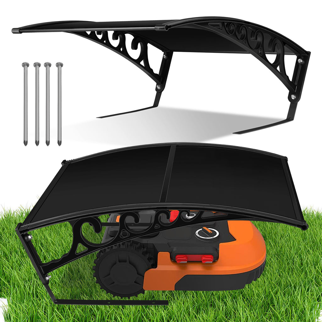 Schwarze Mähroboter Garage 106 × 87 cm mit PC-Dach