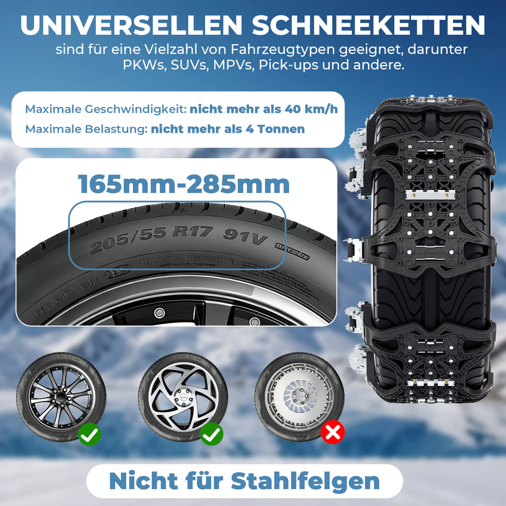 Cecaylie Schneeketten für Autoreifen, 6er/12er Set, Anfahrhilfe für Schnee und Eis