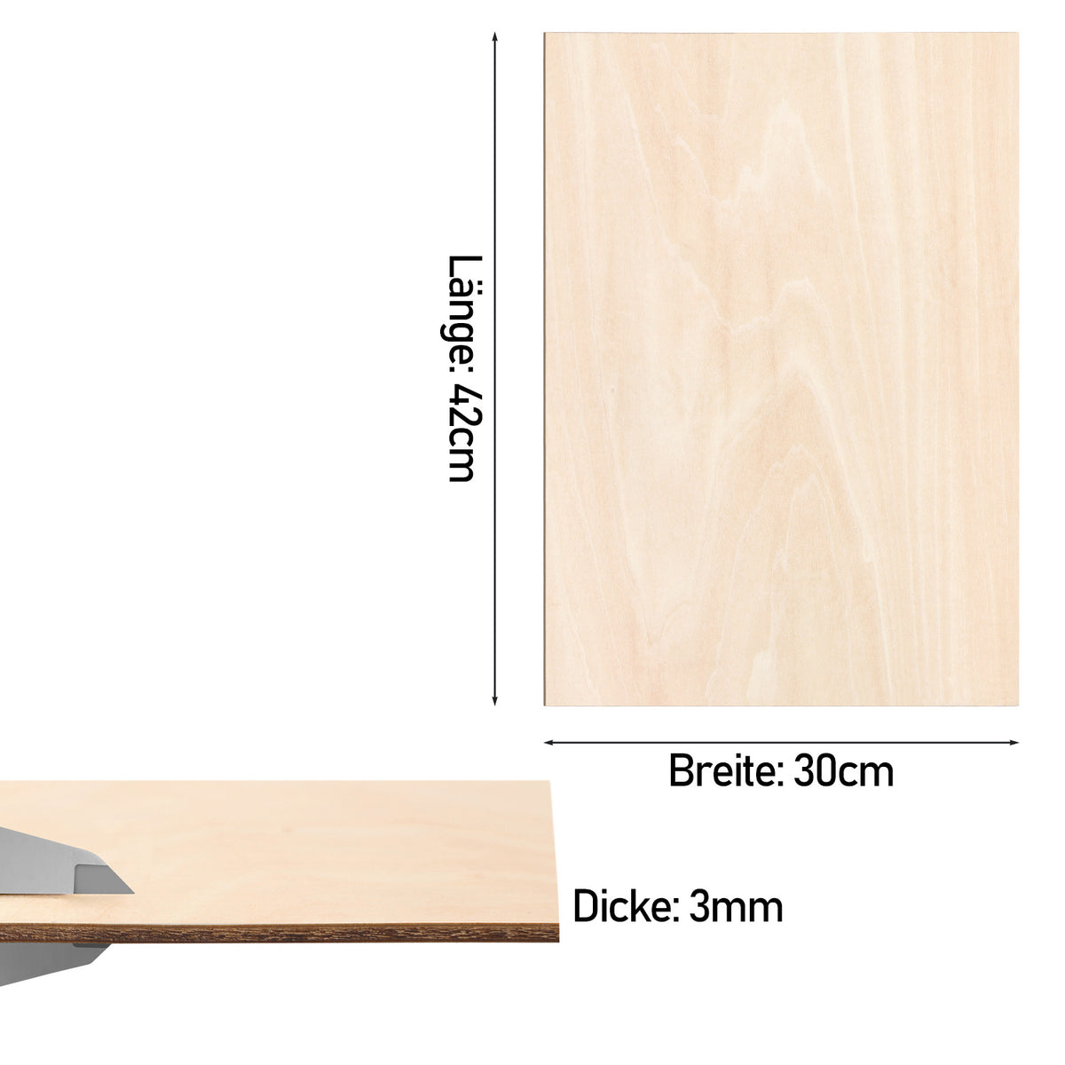 3 mm Sperrholzplatten aus Linde – A3, A4 & 300 × 300 mm für Laser & DIY