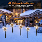 LED Weihnachtssterne Gartenstecker 5/10er-Set mit Timer, warmweiß