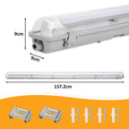 Cecaylie LED Feuchtraumleuchte IP65, 120/150 cm, Einrohr/Zweirohr