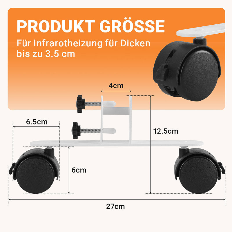 Standfüße mit 360° Rollen für Infrarotheizung – 2/4/6/8/10 Stück