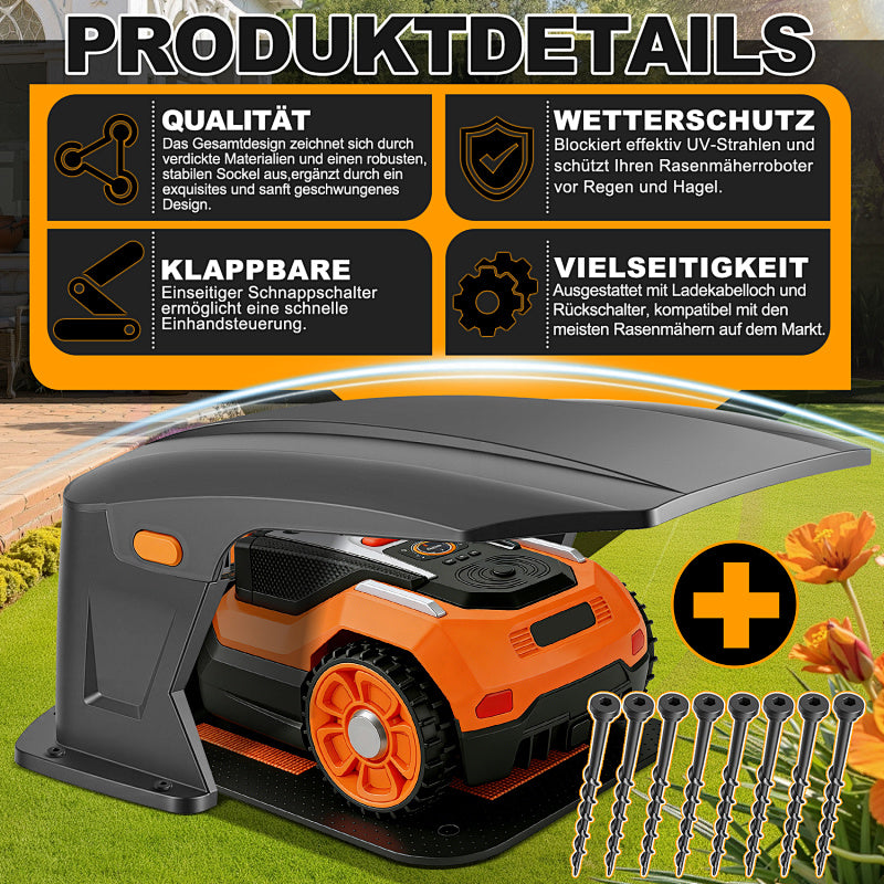 Mähroboter Garage mit UV Schutz und klappbarem Dach für den Garten