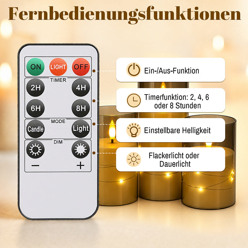 Flammenlose LED Kerzen mit Fernbedienung – 3/5er Set, Warmweiß