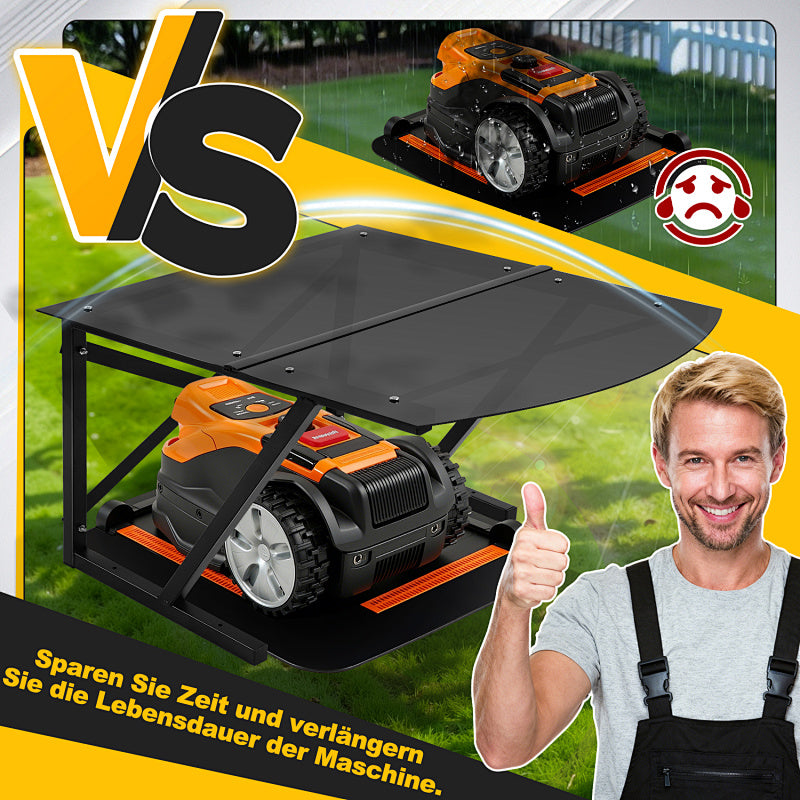Mähroboter Garage mit PC-Dach – 69 × 67 × 41 cm, Schwarz