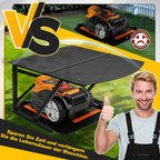 Mähroboter Garage mit PC-Dach – 69 × 67 × 41 cm, Schwarz