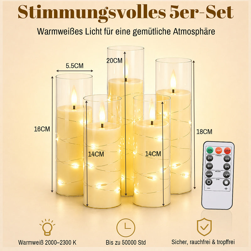 Flammenlose LED Kerzen mit Fernbedienung – 3/5er Set, Warmweiß